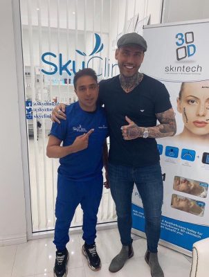 Tv star Jeremy Mcconnell visits sky clinic. Treatment Dermapen Micro needling by Jay